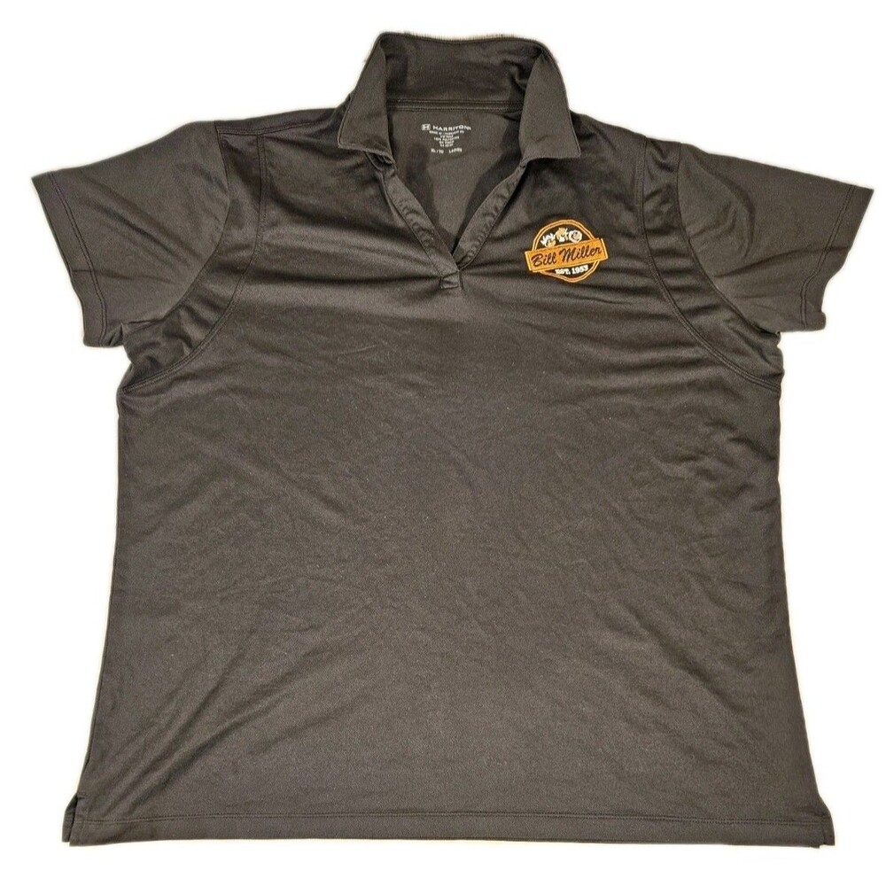 Bill Miller Polo Shirt Women's Size XL Short Sleeve Black Embroidered V Neck